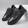 Fashion Luxury Men Lace Up Genuine Leather Shoes Fashion Outdoor Antiskid Sneakers 2024Handmade Designer Crocodile Pattern Walking Shoes
