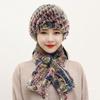 Winter Knitted Natural Fur Hats Scarves Sets Women Warm Real Rex Rabbit Fur Hat Scarf Lady Fashion Thick Rex Rabbit Fur Hat