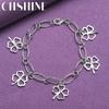 CHSHINE 925 Sterling Silver Four Leaf Flower Pendant Bracelet Fashion Charm Wedding Party For Women Jewelry