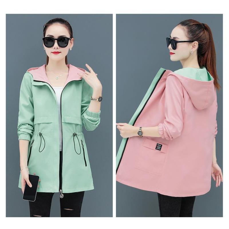 Women‘s Windbreaker Jacket Ladies Hooded Coat