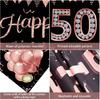 Happy 50th Birthday Banner Decorations for Women, Rose Gold 50 Birthday Sign Party Supplies, Glitter Fifty Birthday Backdrop Decor for Outdoor Indoor