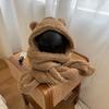 3 in 1 Plush Scarf Hat Gloves Thickened Fleece Scarves Hat Cute Bear Ear Plush Beanie  Girl