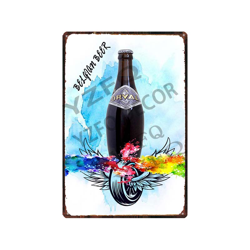 30x20 см Жестяная вывеска с пивом Hoegaarden Orval Chouffe - Винтажная металлическая табличка, Идеально подходит для Декора Стены Бара/Паба/Кухни/Дома/Кофейни, Постер