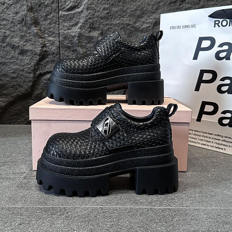 Модный дизайнер 9 см Высокие Новые Осенние Женские Плетеные Кожаные Кроссовки Туфли Платформа Повседневная Обувь Толстая Подошва Обувь для Ходьбы Zapatos Mujer