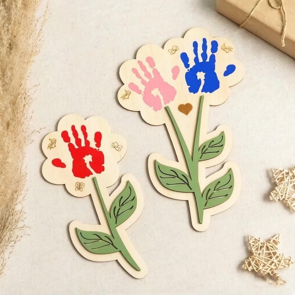 Decoration Mother's Day Plaque Hand Painted Wooden Flower Craft  Kids DIY Painting
