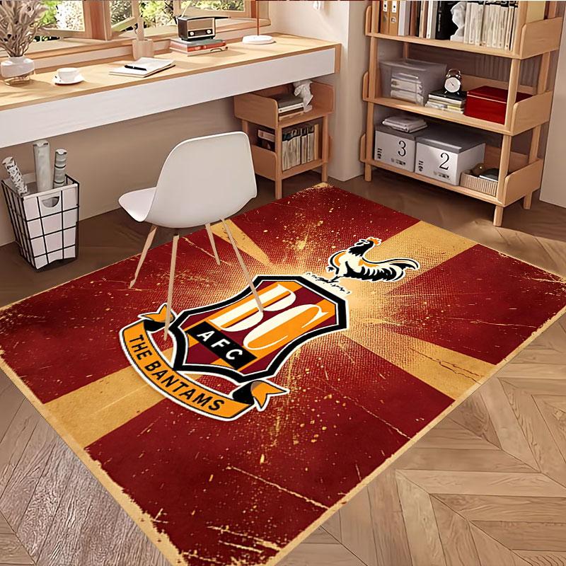 Bradford City AFC Print Rug, Washable Floor Carpet, For Entryway Dorm Laundry Room Office Study, Home Decor Birthday Christmas Gift