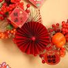 Red Berries Wreath Artificial Garland Hanging Ornament for Chinese New Year Home Window Decoration