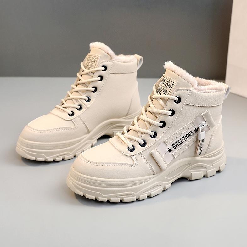 Winter Boots Women Ankle Boots Warm PU Plush Winter Woman Shoes Sneakers Flats Lace Up Ladies Shoes Women Short Snow Boots