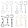 4Colors 9Pcs Surgical Steel Tongue Pin Nipple Ring Eyebrow Lip Nail Body Piercing Jewelry Set