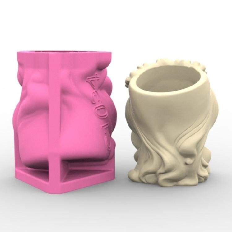 Silicone Craft Food Mold Grade For Unique Plant Pots Adorable Girl Design Flexible Diy Art Project Essential Tool