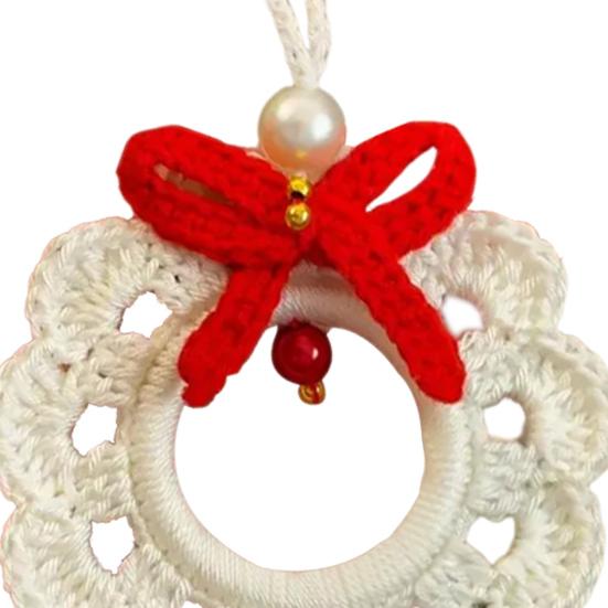 Вязаные крючком рождественские венки-украшения маленькие ручной работы вязаные венки подвесные украшения с