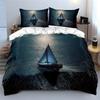 "Ocean Sailboat Canvas Decor" Bedding Set with 1 Duvet Cover 2 Pillowcases Single Double King Queen, Gift