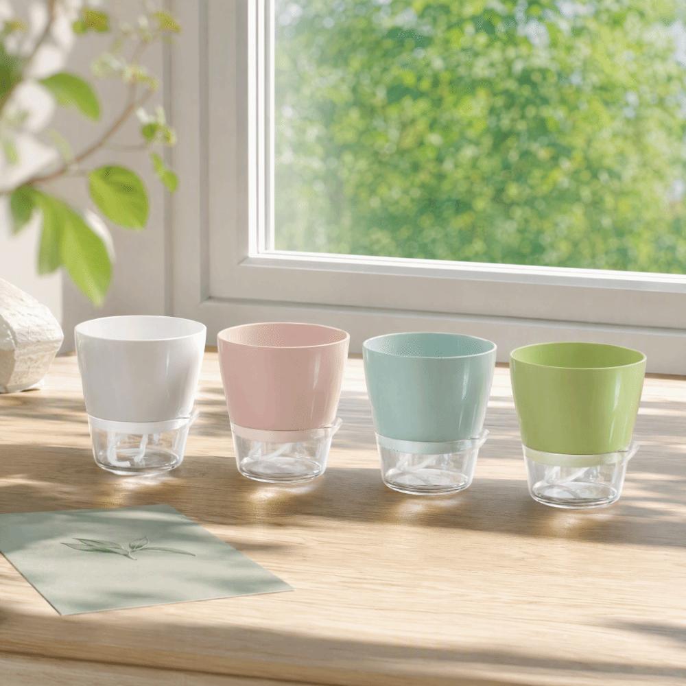 Plastic Resin Material Automatic Water Absorbing Planter Lazy Hydroponic Pot Home Planters