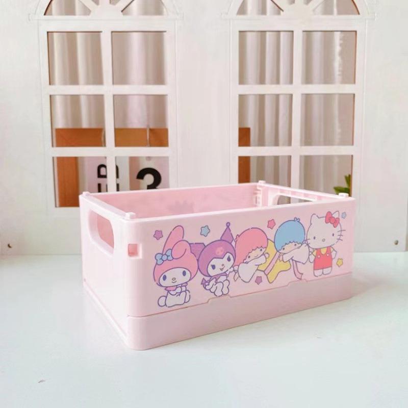 Candy Color Foldable Storage Box - Cute, Plastic Desktop Organizer for Stationery and Sundries