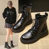 Женские ботильоны из цельного ПУ материала с круглым носком и высоким каблуком, осенне-зимние, повседневные, на молнии, износостойкие, удобные, на толстом каблуке, горячие ботинки