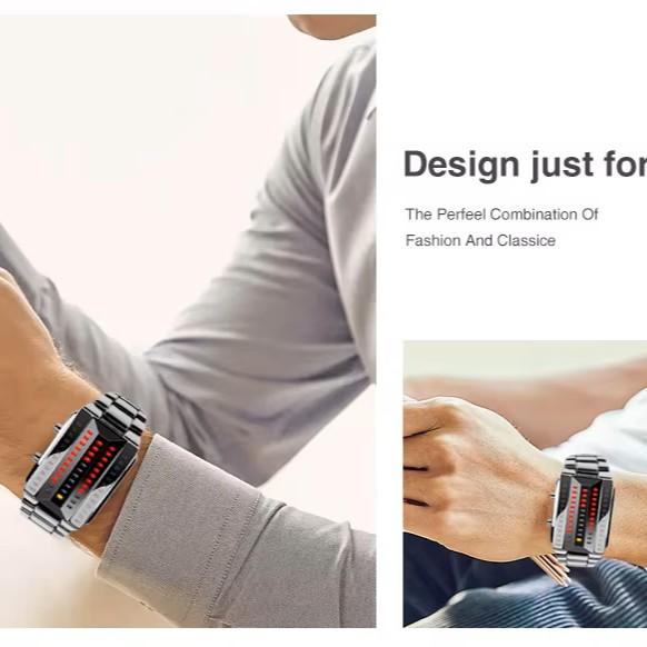 Светодиодные модные наручные часы Унисекс Мужские Женские Подарок Цифровой дисплей Лава Браслет из нержавеющей стали Армейские Спортивные Винтажные Ретро Повседневные