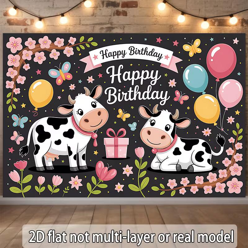2D Cow Backdrop for "Holy Cow" Themed Birthdays, Farm Animal & Spring Parties