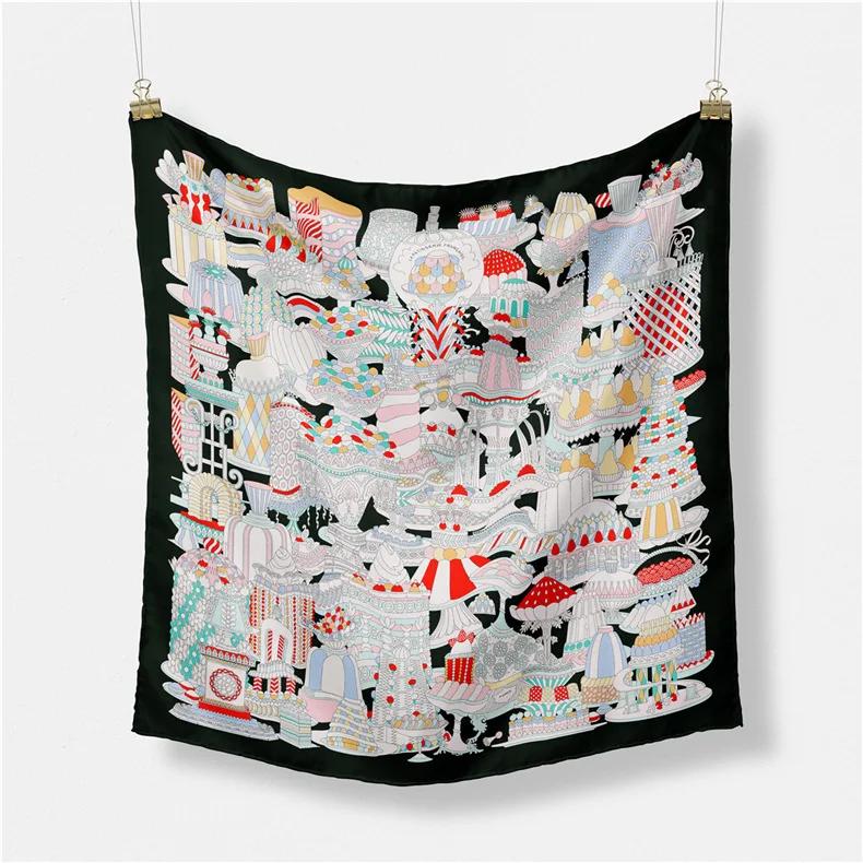 Luxury Print Silk Square Scarf Women Spring Neck Tie Shawl Wraps Female 53cm Hair Hand Wrist Headkercheif Hijab Bandana