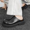 Fashion Breathable Half Slipper Men Loafers Men Platform Leather Slippers New Fashion Lazy Boat Shoes Men Breathable Slip On Muller Shoe
