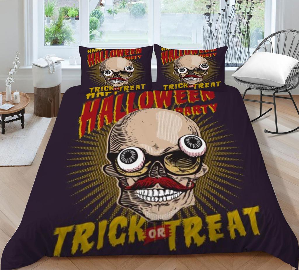 Bedding Set 3D Skull Print Home Bed Cover Homes Bedclothes Pillowcase Breathable Warm Comforter Duvet Covers