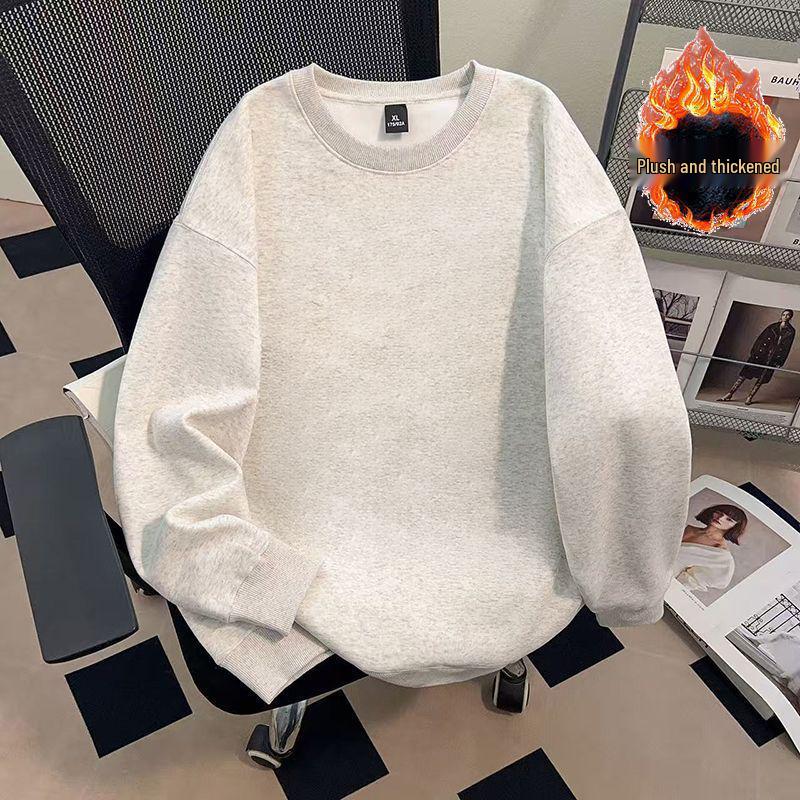 Унисекс толстовка из флиса 450 г, оверсайз, с длинным рукавом, круглым вырезом, идеально подходит для осени и зимы