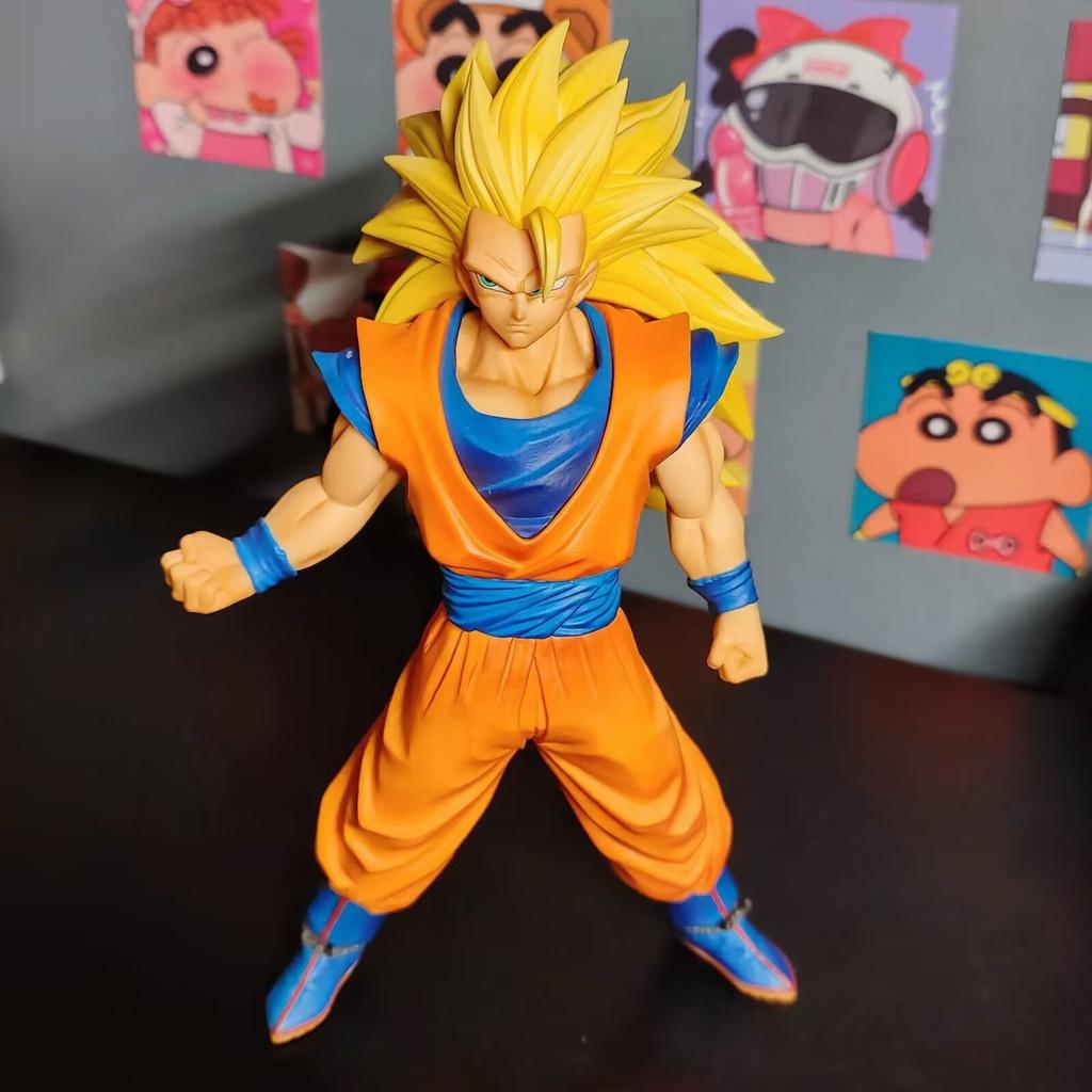Аниме Dragon Ball Ручная работа Кукла Сунь Укун Супер Сайян 3 Модель Игровая кукла Украшение Модель Украшение Подарок на день рождения Игрушка Коллекционные предметы