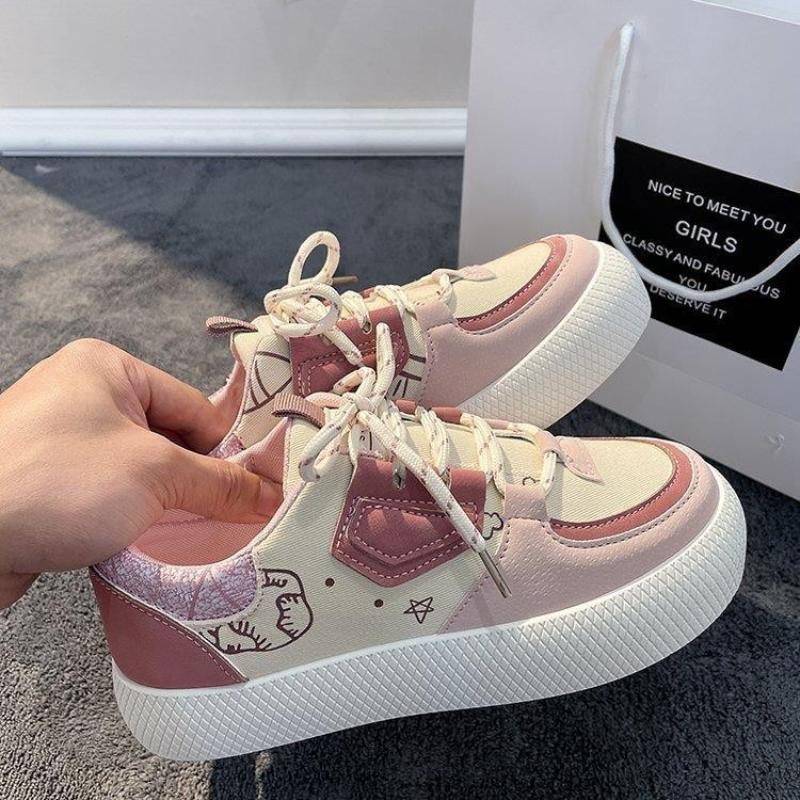 Women Vulcanized Shoes Spring Autumn Girly Platform Shoes for Women Breathable Lightweight Round-toe Sneakers Women Casual Shoes