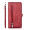 For iPhone 17 Pro Case Zipper Pocket 9 Card Slots PU Leather Phone Cover with Wrist Strap