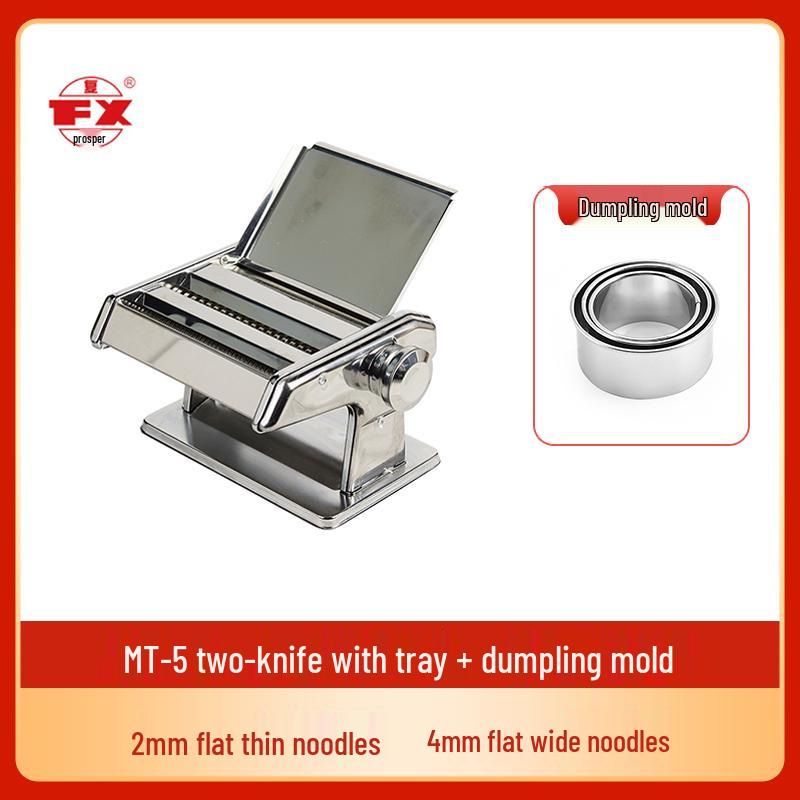 Ручная пресс-машина для пасты и лапши бренда Fuxing с несъемным лезвием и поддоном, Нержавеющая сталь