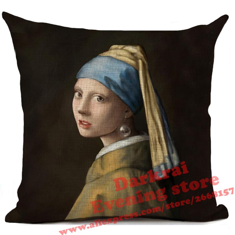 Mona Lisa Smile Art Cushion Cover Renaissance Oil Painting Style Decor Living Room Sofa Throw Pillows Home Decoration Pillowcase
