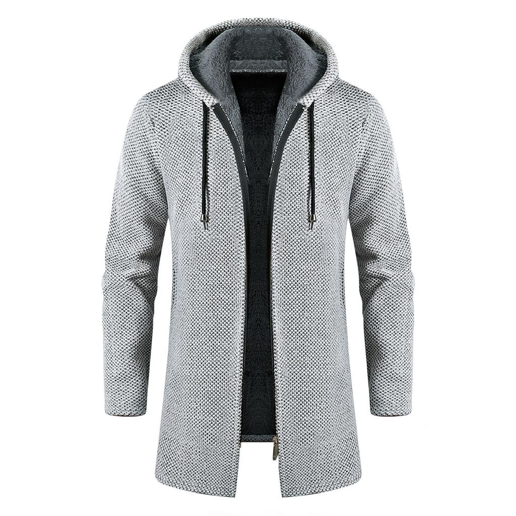 Men's Sweaters Coat Autumn Winter New Warm Zipper Medium Long Velvet Cardigan Sweaters Man Casual Knitwear Plush Sweatercoat Mens Clothes