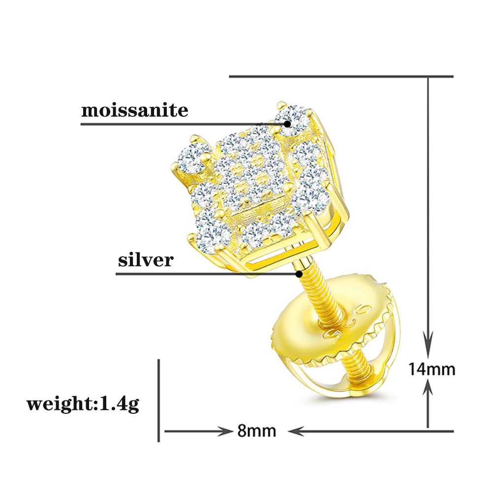 Fashion Stud Earrings 18K Gold Plated Sterling Silver 925 Hoop Earrings Gemstone Moissanite Piercing Men Women Tarnish Earrings