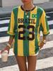 26 Women Sports stripe BRASIL No.10 Print Short Sleeve v-Neck Women's Children Mens Tops Men Wome Plus-Size soccer fans T-Shirt