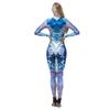 Fish Scale Mermaid 3D Digital Printing One-piece Halloween Costume for Adults Women Party Game Playing Printed Tights Jumpsuit