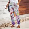 Women Dragonfly Printing Pants Lace Up Elastic Waist Loose  Trousers Casual Long Pants Trousers with Pockets