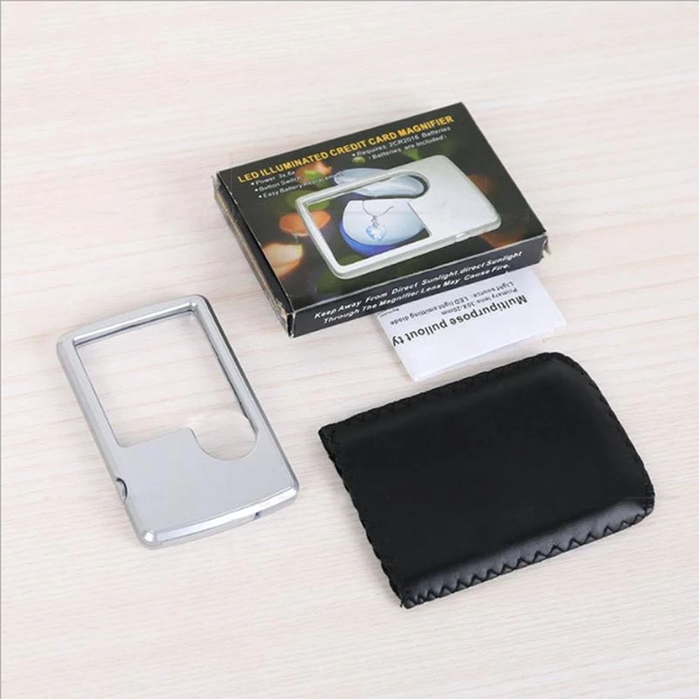 Ultra-Thin Pocket Reading Card Type Magnifiers Jewelry Loupe With LED Light Magnifying Glass