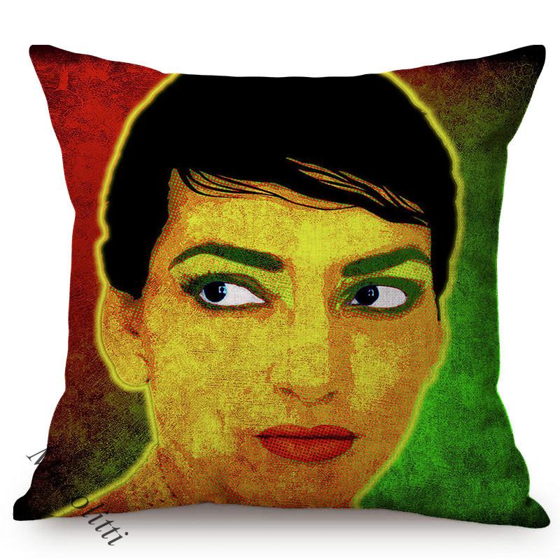 Vintage Pop Art Style Home Decoration Pillow Case Elegant Woman Portrait Cotton Linen Print Office Bar Sofa Square Cushion Cover