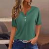 Women's T Shirt Tee Print Button Short Sleeve Daily Weekend Fashion Basic V- Neck Regular Top