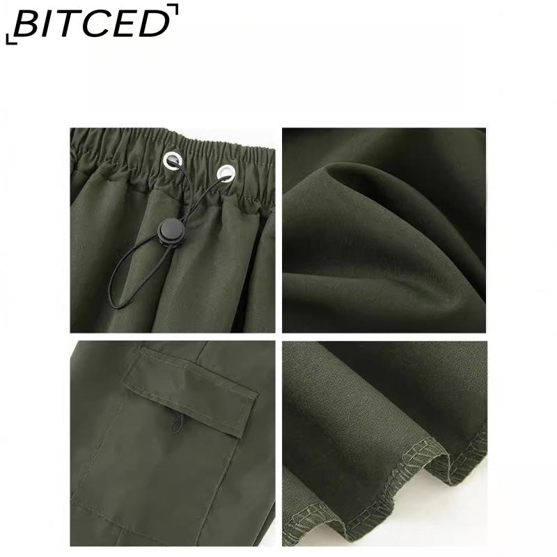 BITCED Быстросохнущие рабочие брюки для женщин, летние/осенние, с высокой талией, широкие, стройнящие, повседневные брюки