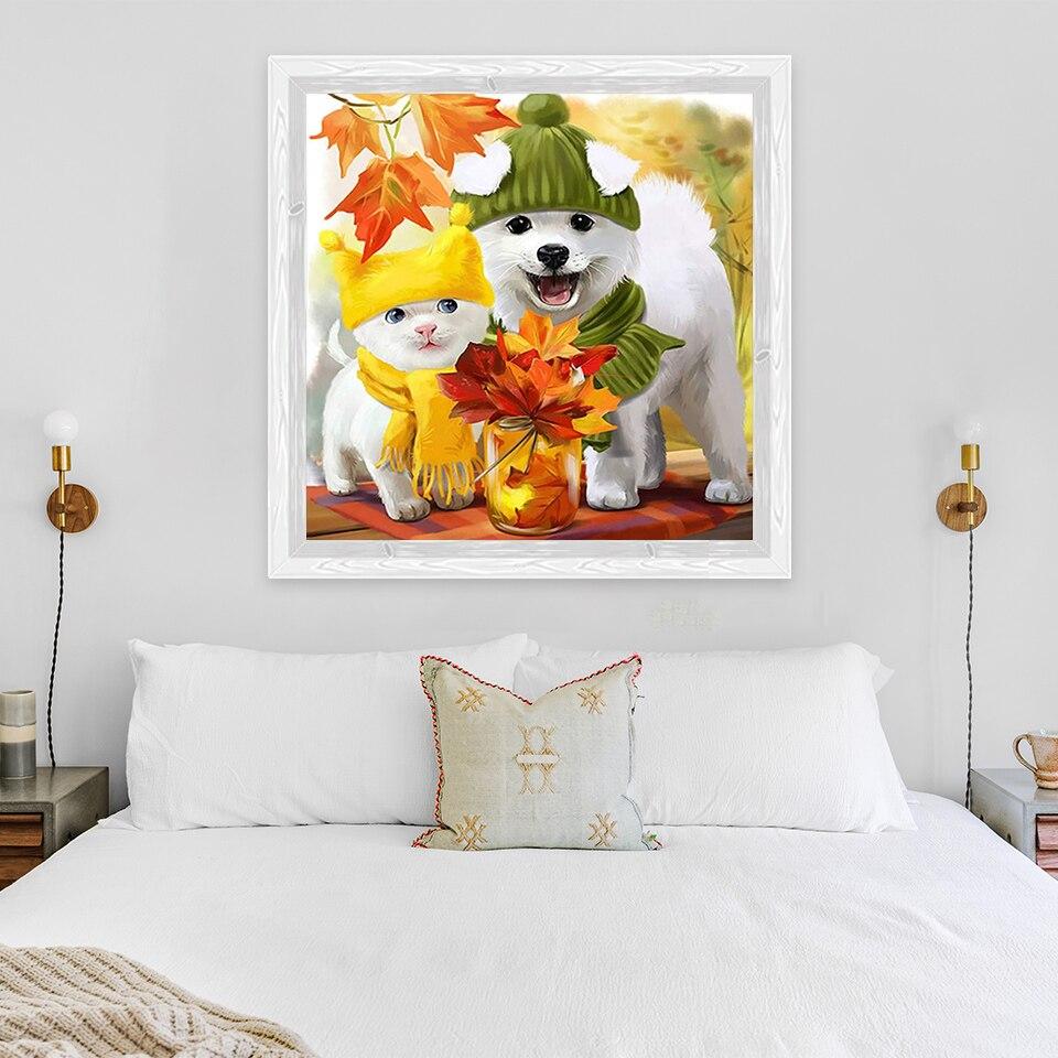 5D DIY алмазная живопись милая собака Алмазная вышивка милое домашнее животное вышивка крестиком полная квадратная круглая дрель ручной домашний декор подарок