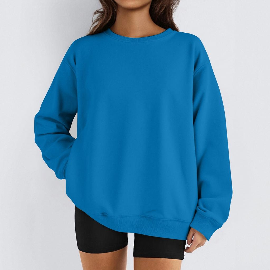 Женские зимние топы, женская толстовка с длинным рукавом, повседневная, с круглым вырезом, свободный крой, флисовые топы Pollover