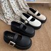 Big Head and Small Leather Shoes, New Models In Autumn and Winter 2025, Simple Shallow Mouth Thick-soled Muffin, One Word Mary Jane Boat Shoes, Sing