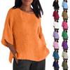 Women's Fashion Half Sleeve Round Neck Solid Colour Loose Casual Shirt Top