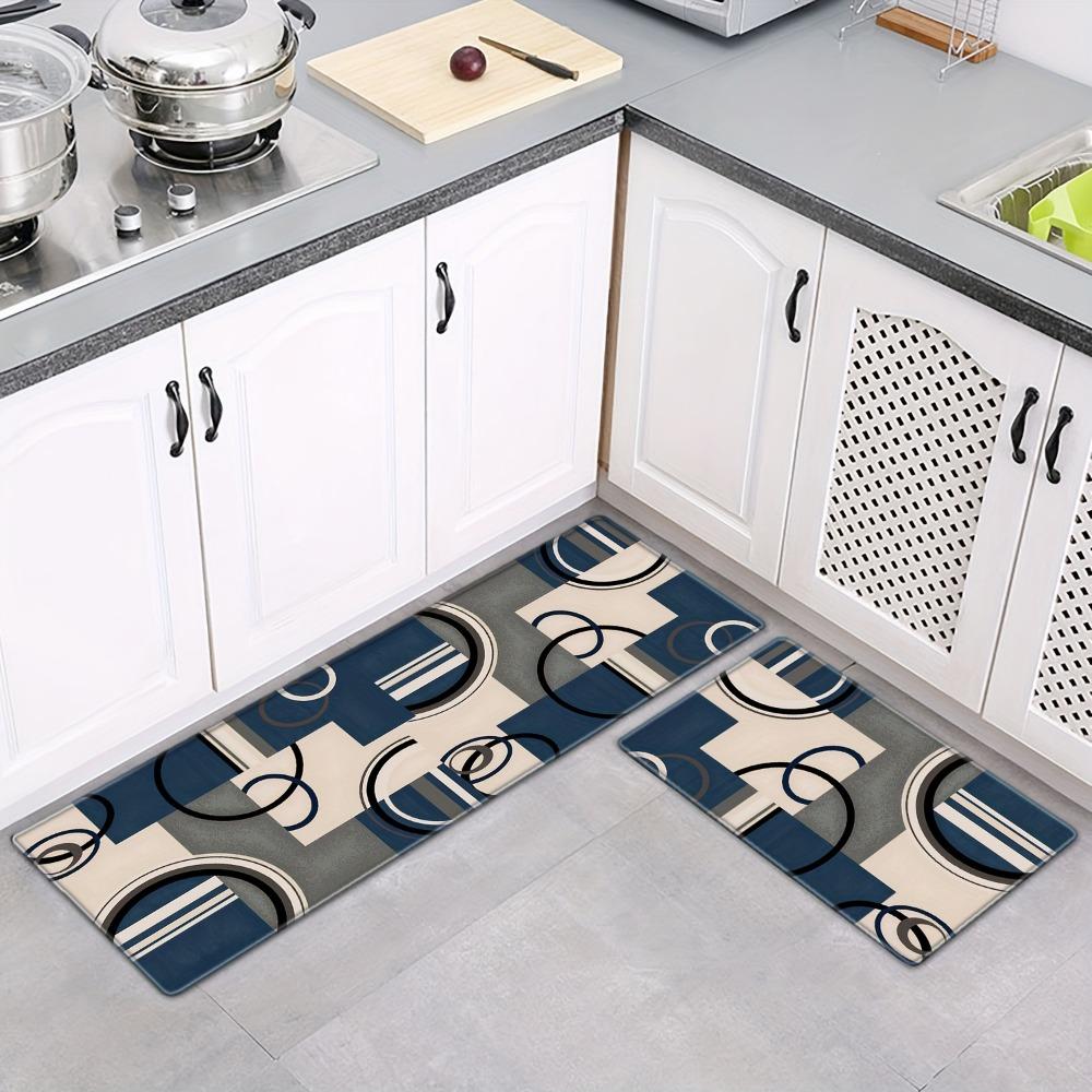 2pcs European Style Kitchen Mats, Creative Geometry Pattern Throw Carpets, Durable Runner Rugs, for Home Room Supplies Spring Decor Shower Supplies