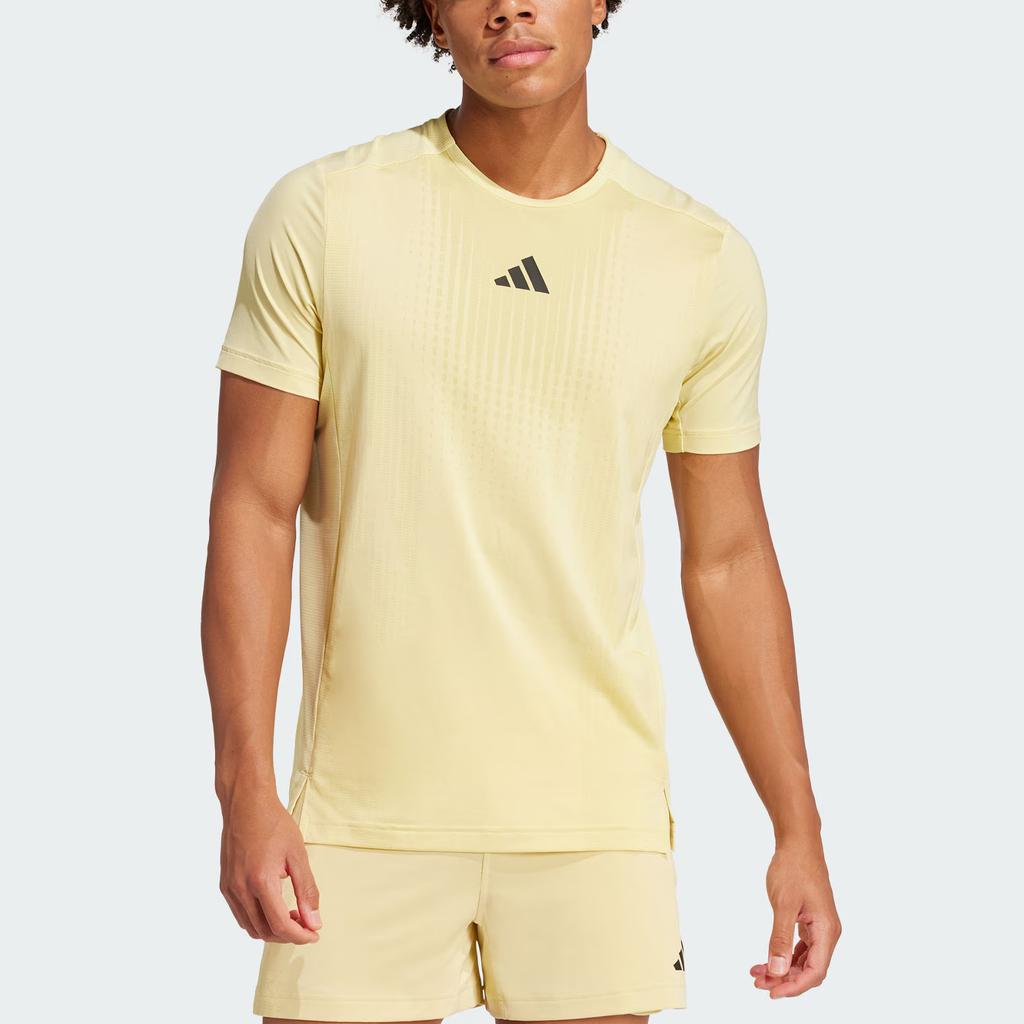 adidas Climacool Air Chill Быстросохнущая Дышащая Спортивная Фитнес Футболка с Коротким Рукавом Мужская Топы Пудрово-Желтый Чисто-Серно-Желтый JI8195