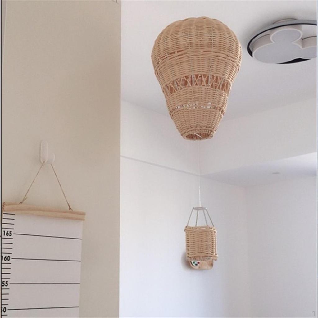 Wall Hanging Rattan Woven Air Balloon 30x22cm Multipurpose Backdrop Pendant Decor Photography