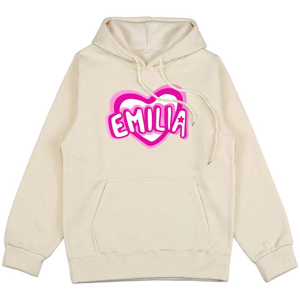 Pink Heart Emilia Mernes Hoodies Streetwear Men Winter Sweatshirts Sudaderas Hombre Long Sleeve Hooded Pullovers Boy
