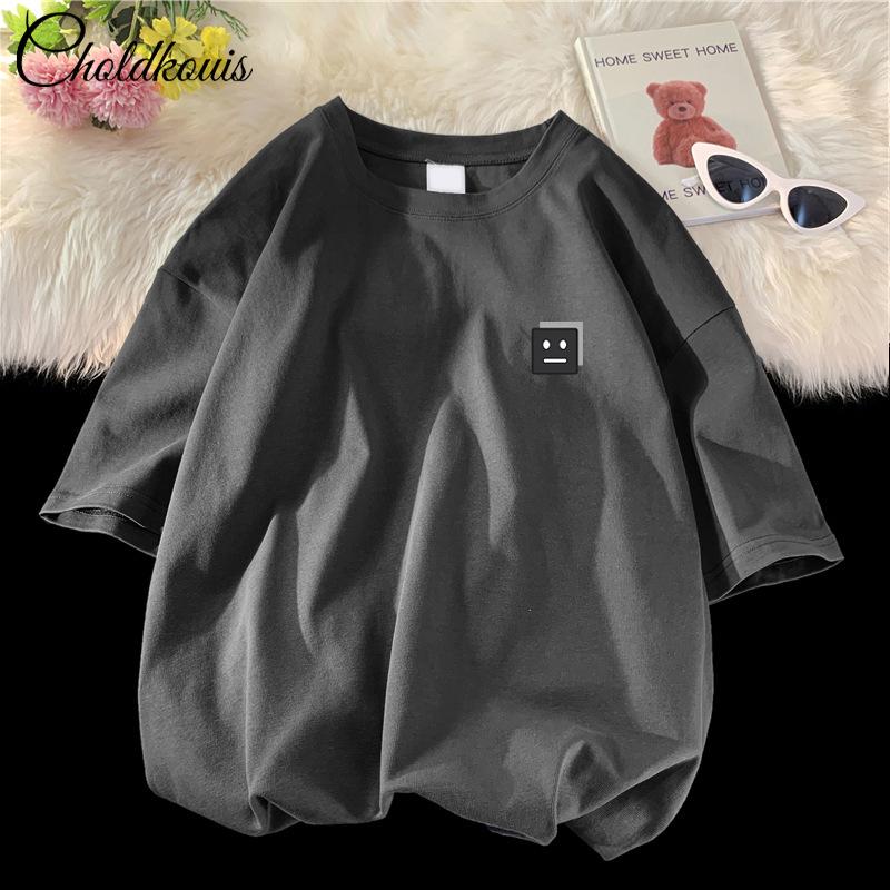 Мужская футболка с коротким рукавом Новая Свободная Повседневная Корейская Модная Одежда Мужская С Принтом Круглый Вырез Узор Модная