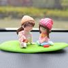 2Pcs/Set Car Dashboard Doll Creative Little Girls with Balloon Grass Pad Steps Ornament Decoration Auto Interior Accessories #469411
