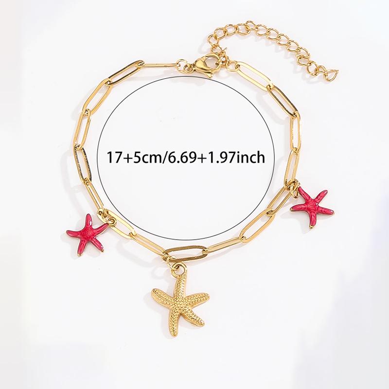 Atoztide Cherry Heart Shell Conch Starfish Pendant Bracelet for Women Girl Stainless Steel Multiple Styles Bracelet Jewelry Gift